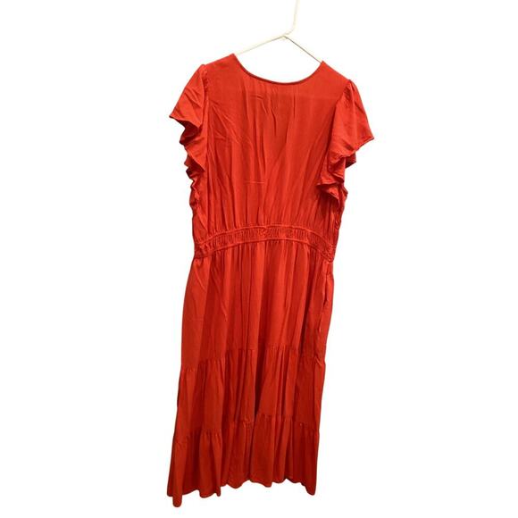 Knox Rose Womens Tiered Peasant Maxi Dress Plus Size 1X Orange Boho Fall Casual - Picture 4 of 7